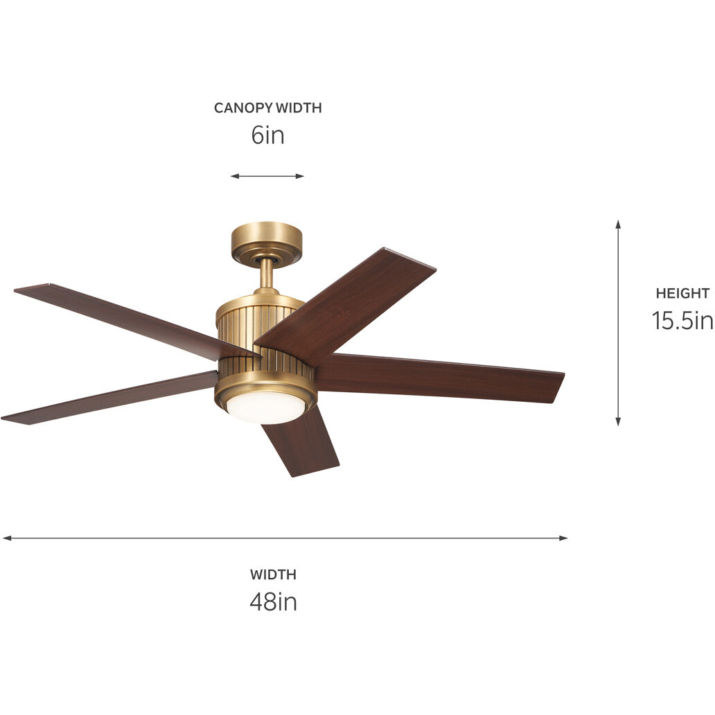 Brahm 48 inch Natural Brass with Walnut/White Blades Ceiling Fan